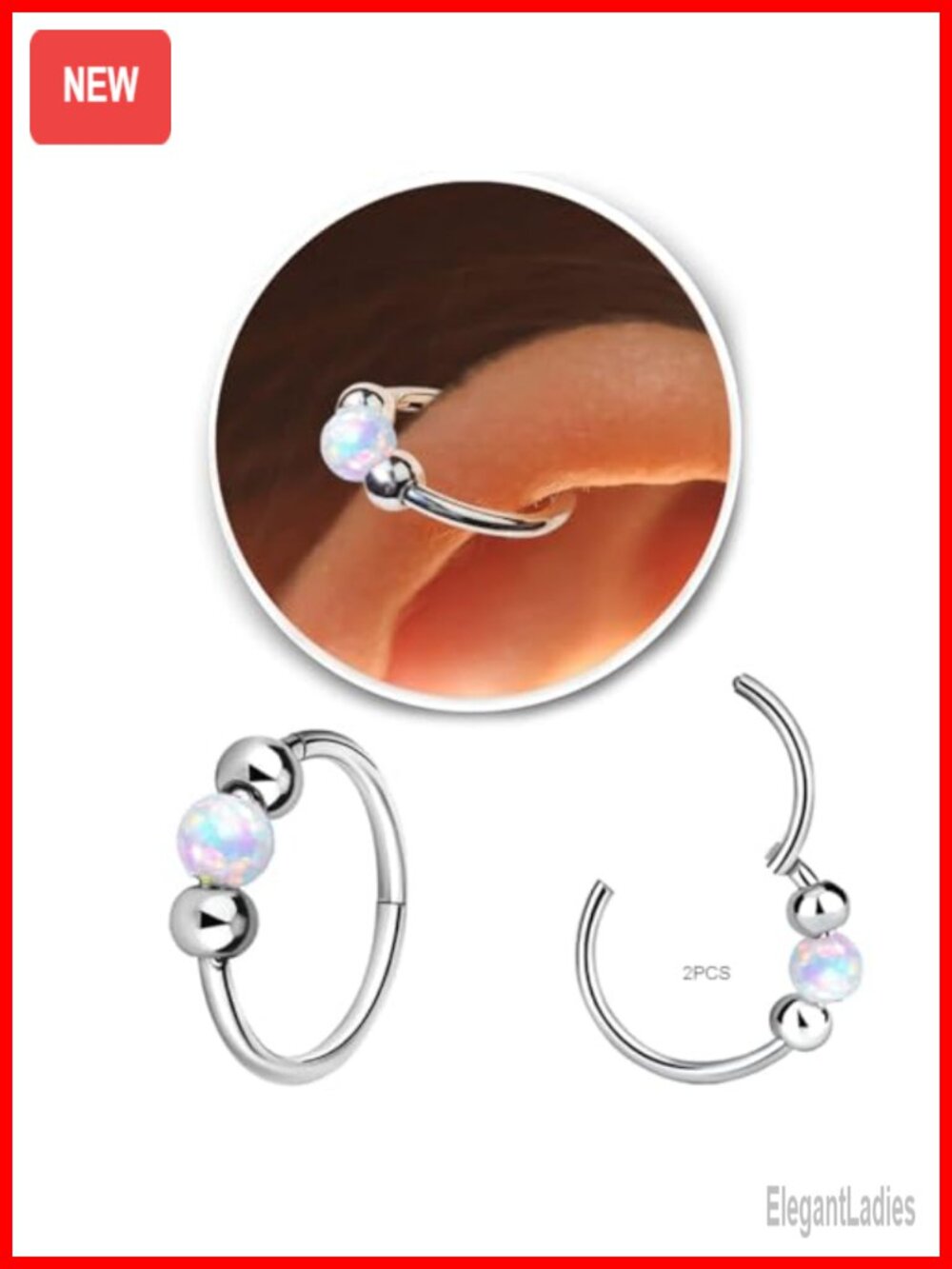 18G Opal Cartilage Hoop Earrings Stainless Steel Huggie Hoops
